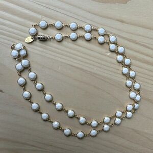 VTG Les Bernard Necklace 15‎ Inch Glass Beads Faceted Good Plated Barrel Clasp